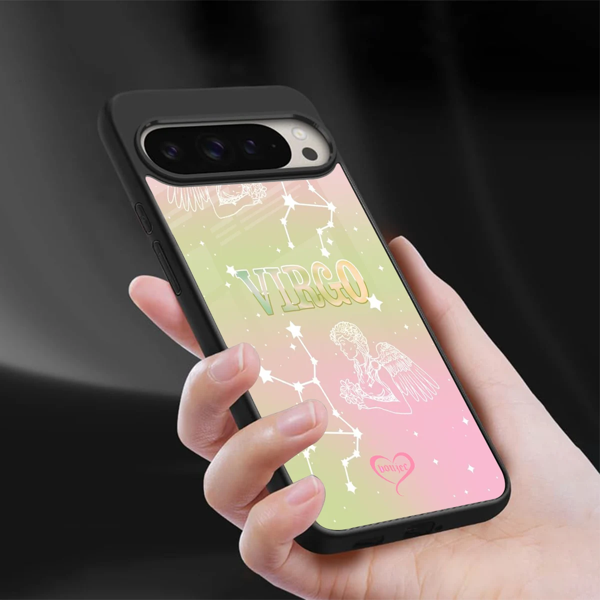 Virgo Aura sleek google pixel 9 pro cover with tempered glass back and TPU edges