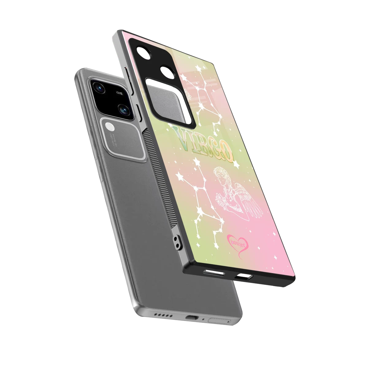Virgo Aura sleek vivo v30 cover with tempered glass back and TPU edges