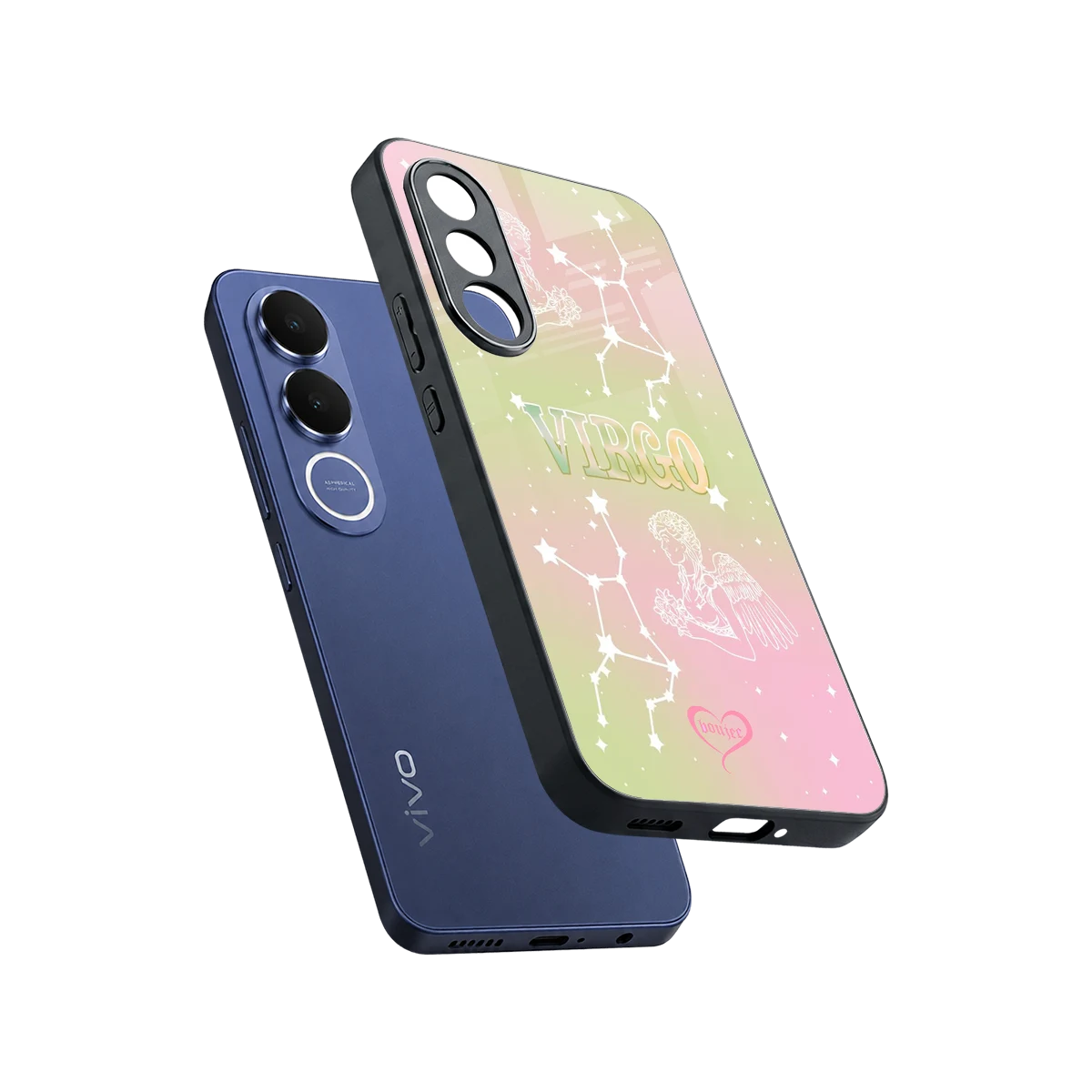Virgo Aura sleek vivo v70 fe cover with tempered glass back and TPU edges