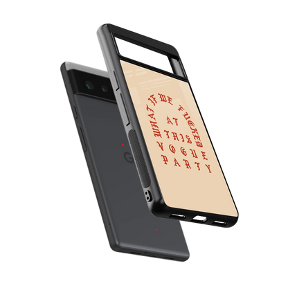 Vogue Party sleek google pixel 6a cover with tempered glass back and TPU edges