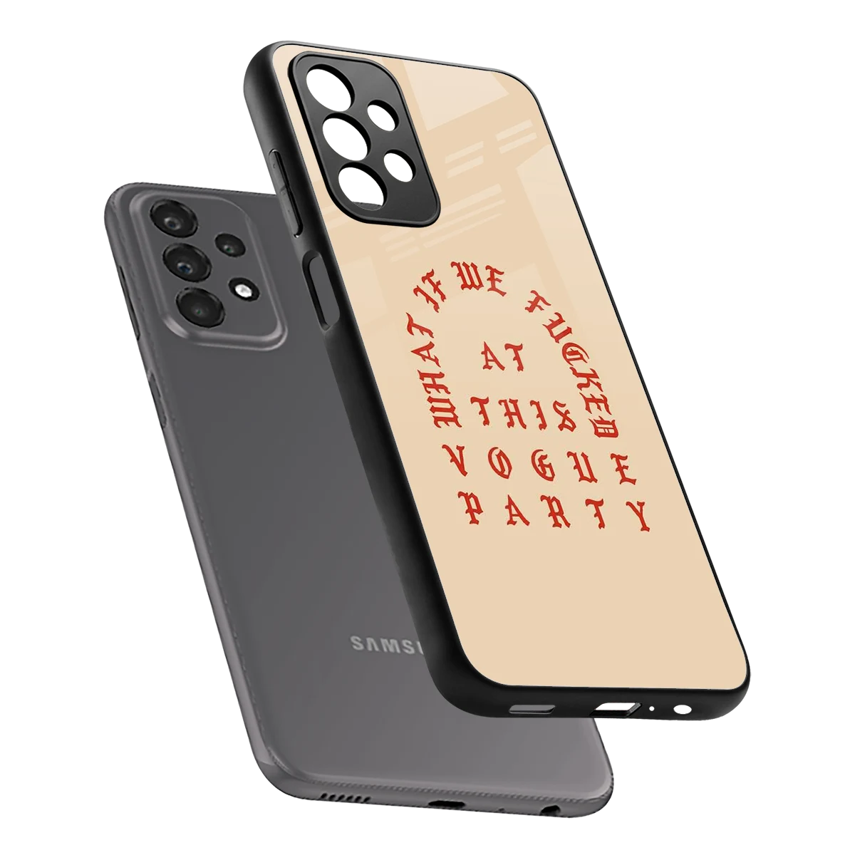 Vogue Party sleek samsung galaxy a23 cover with tempered glass back and TPU edges