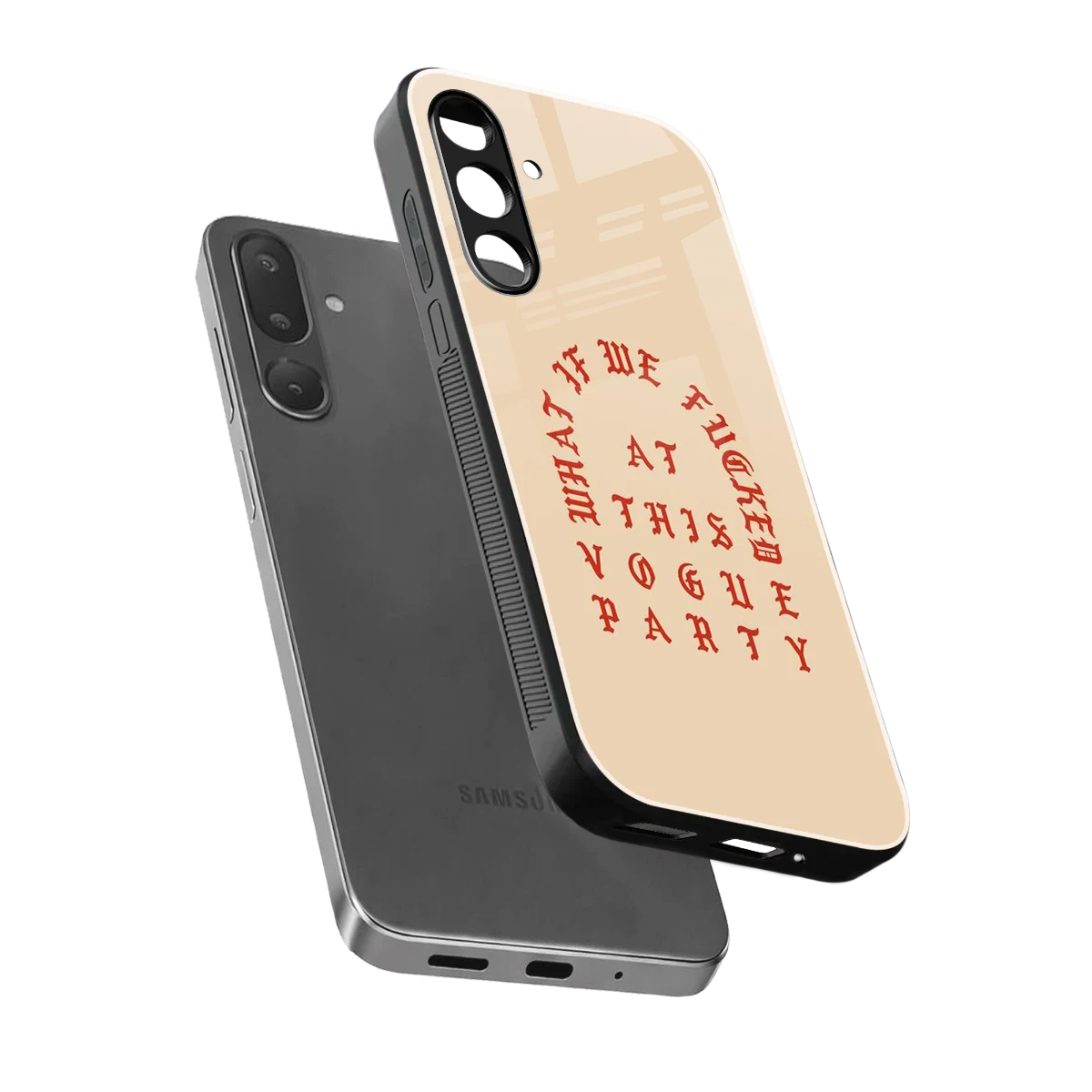 Vogue Party sleek samsung galaxy m56 5g cover with tempered glass back and TPU edges
