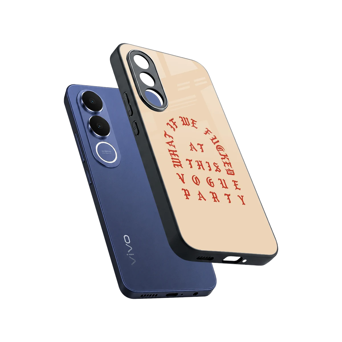 Vogue Party sleek vivo v70 fe cover with tempered glass back and TPU edges