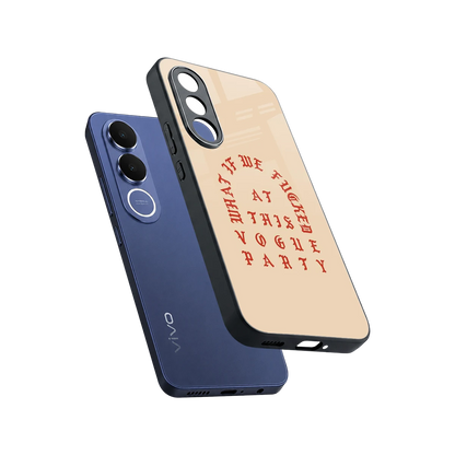 Vogue Party sleek vivo v70 fe cover with tempered glass back and TPU edges