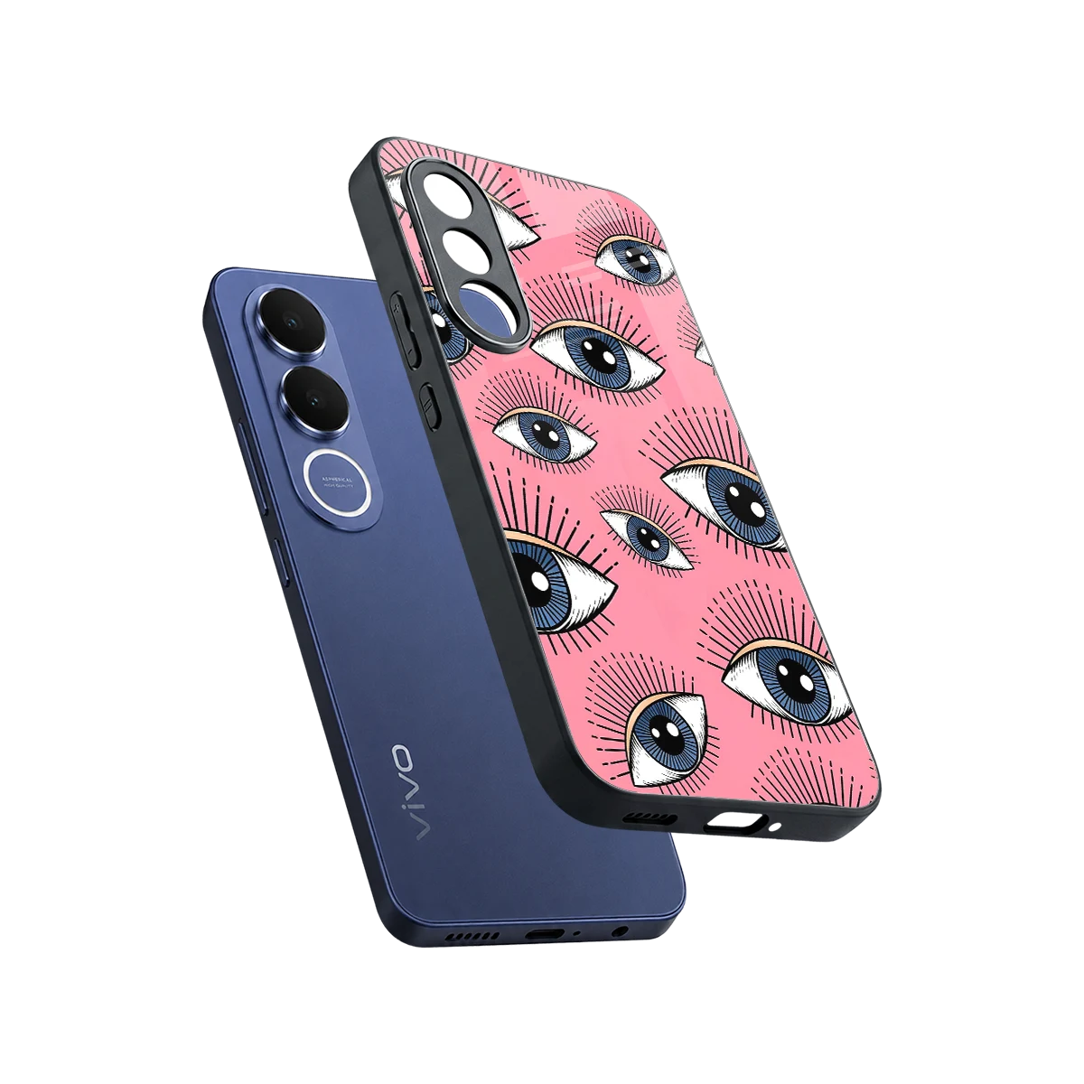 Watchful Soul sleek vivo v70 fe cover with tempered glass back and TPU edges