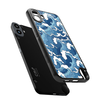 Waves Art sleek cmf nothing phone 1 cover with tempered glass back and TPU edges