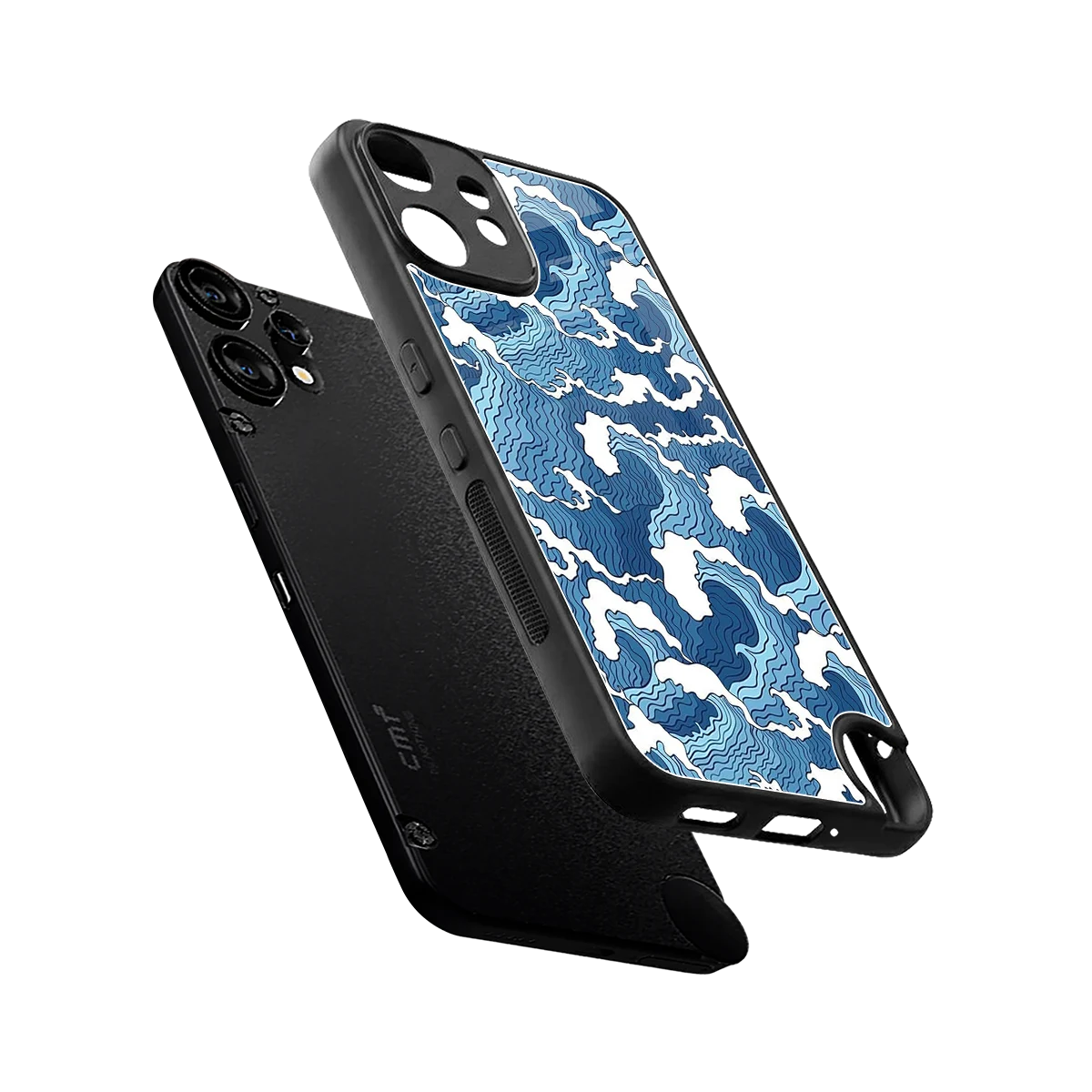 Waves Art sleek cmf nothing phone 2 pro cover with tempered glass back and TPU edges