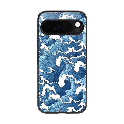 Waves Art back phone cover | glass case for google pixel 10 pro xl