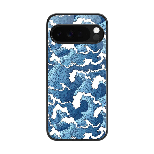 Waves Art back phone cover | glass case for google pixel 10 pro xl