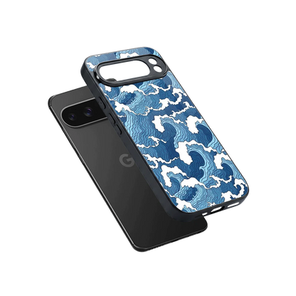 Waves Art sleek google pixel 10 pro xl cover with tempered glass back and TPU edges