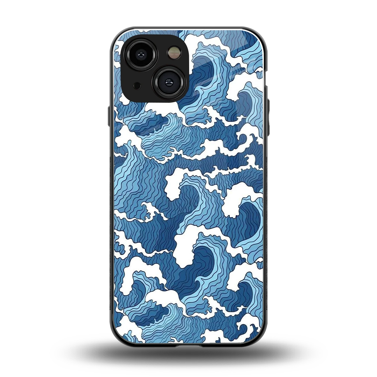 Waves Art back phone cover | glass case for iphone 13 mini