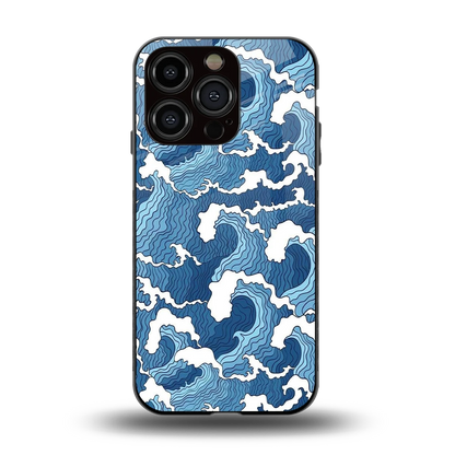 Waves Art back phone cover | glass case for iphone 13 pro