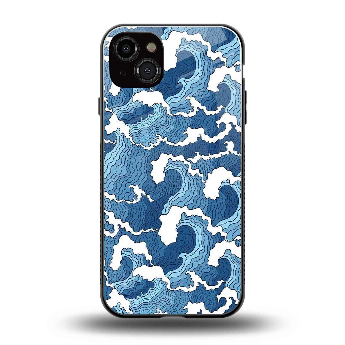 Waves Art back phone cover | glass case for iphone 14 plus