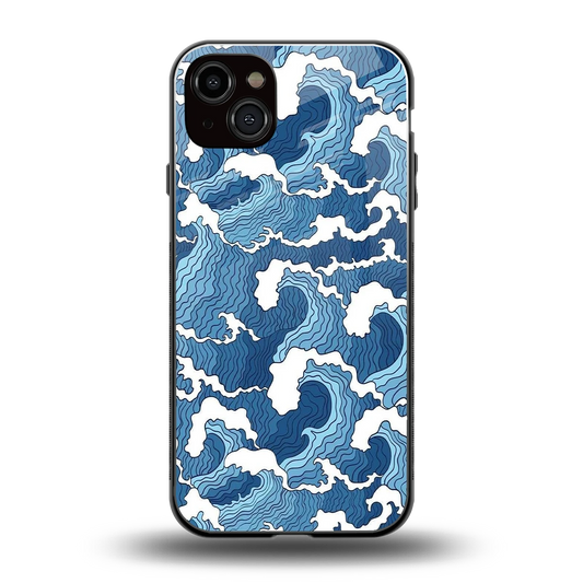 Waves Art back phone cover | glass case for iphone 14 plus
