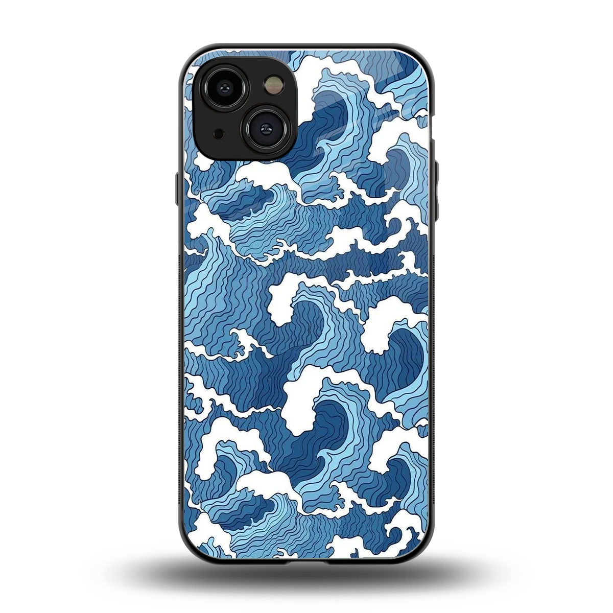 Waves Art back phone cover | glass case for iphone 15