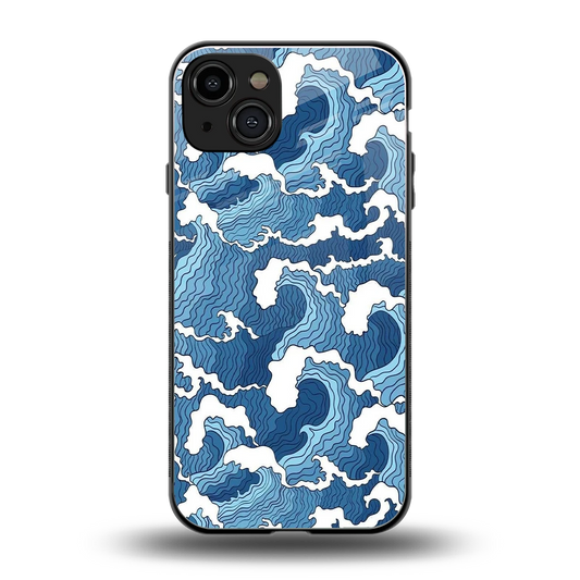 Waves Art back phone cover | glass case for iphone 15
