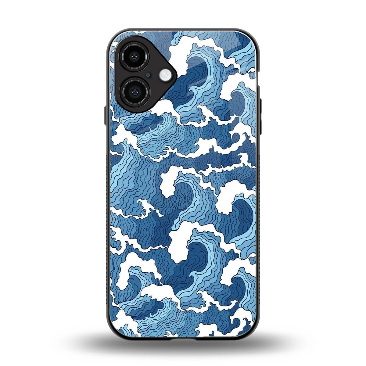 Waves Art back phone cover | glass case for iphone 16 plus