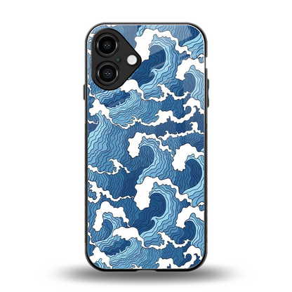 Waves Art back phone cover | glass case for iphone 16 plus