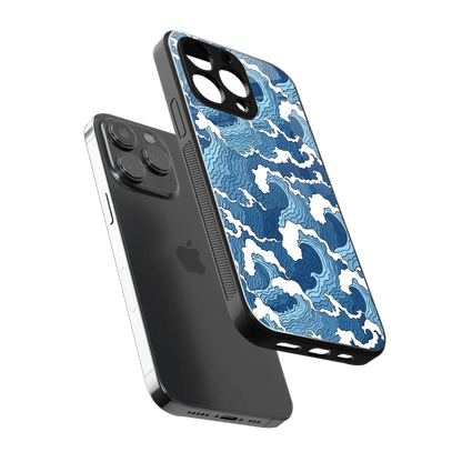 Waves Art sleek iphone 16 pro max cover with tempered glass back and TPU edges