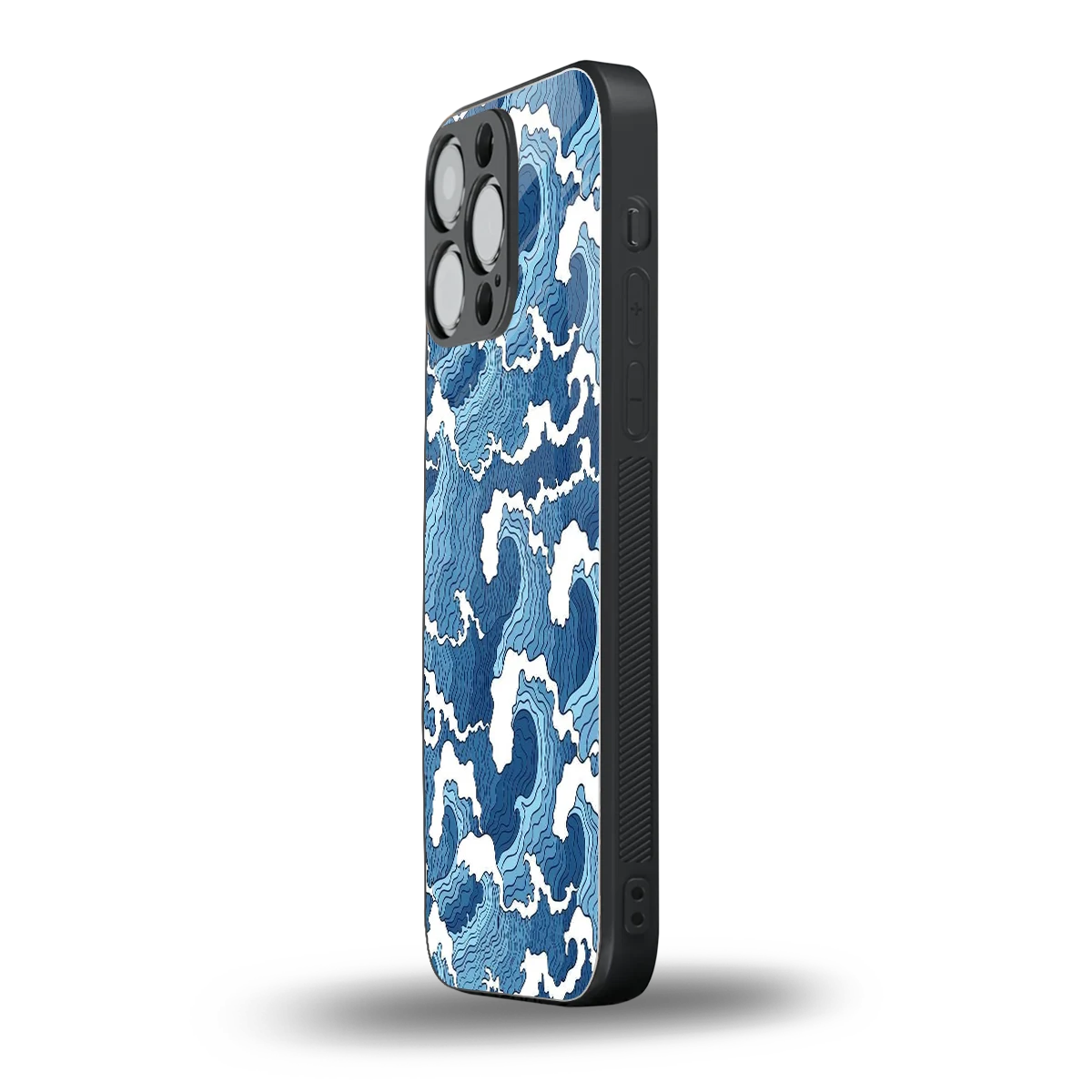 Waves Art iphone 16 pro max mobile cover | shockproof glass phone case