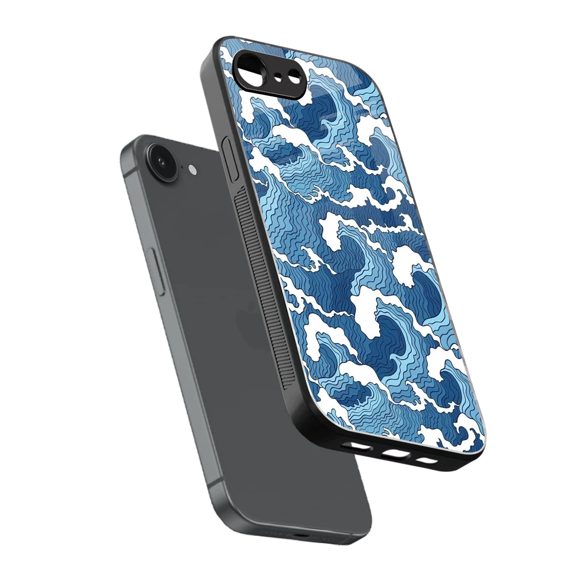 Waves Art sleek iphone 17e cover with tempered glass back and TPU edges