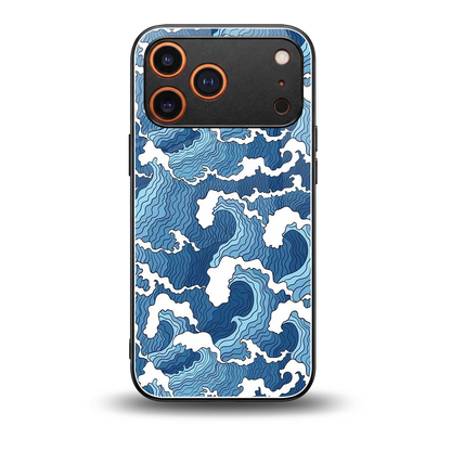 Waves Art back phone cover | glass case for iphone 17 pro
