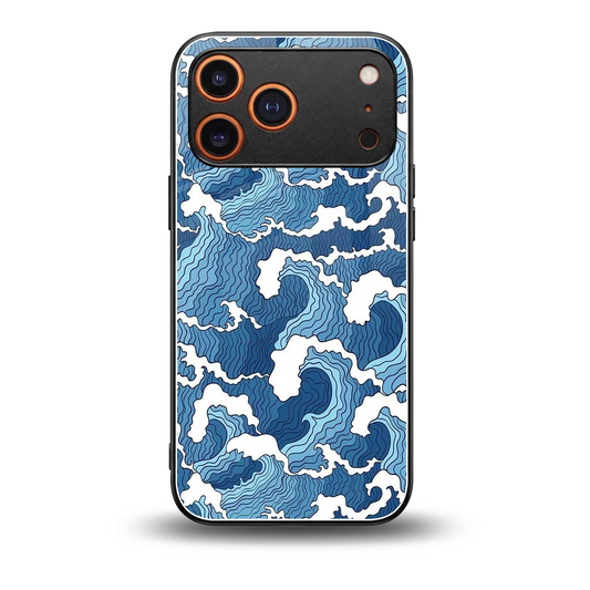 Waves Art back phone cover | glass case for iphone 17 pro max