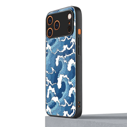 Waves Art iphone 17 pro mobile cover | shockproof glass phone case