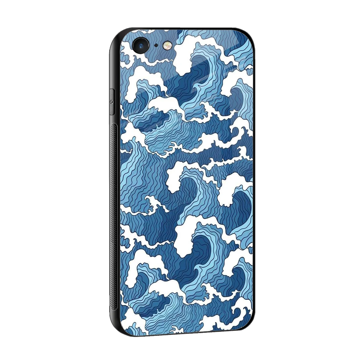 Waves Art sleek iphone 6 cover with tempered glass back and TPU edges