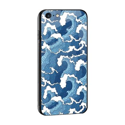 Waves Art sleek iphone 6 cover with tempered glass back and TPU edges