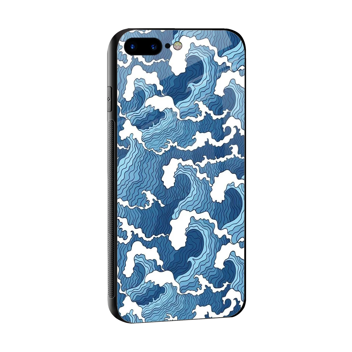 Waves Art sleek iphone 8 plus cover with tempered glass back and TPU edges
