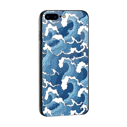 Waves Art sleek iphone 8 plus cover with tempered glass back and TPU edges
