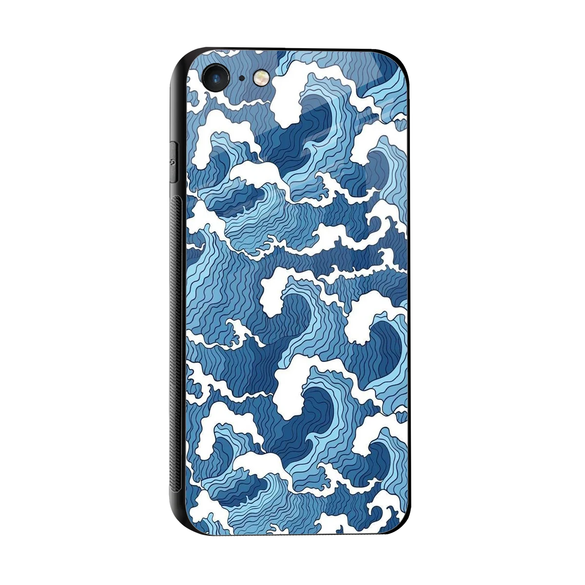 Waves Art sleek iphone 7 cover with tempered glass back and TPU edges