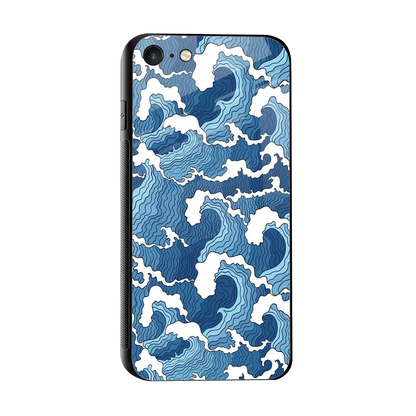 Waves Art sleek iphone 7 cover with tempered glass back and TPU edges