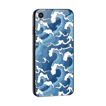 Waves Art sleek iphone xr cover with tempered glass back and TPU edges