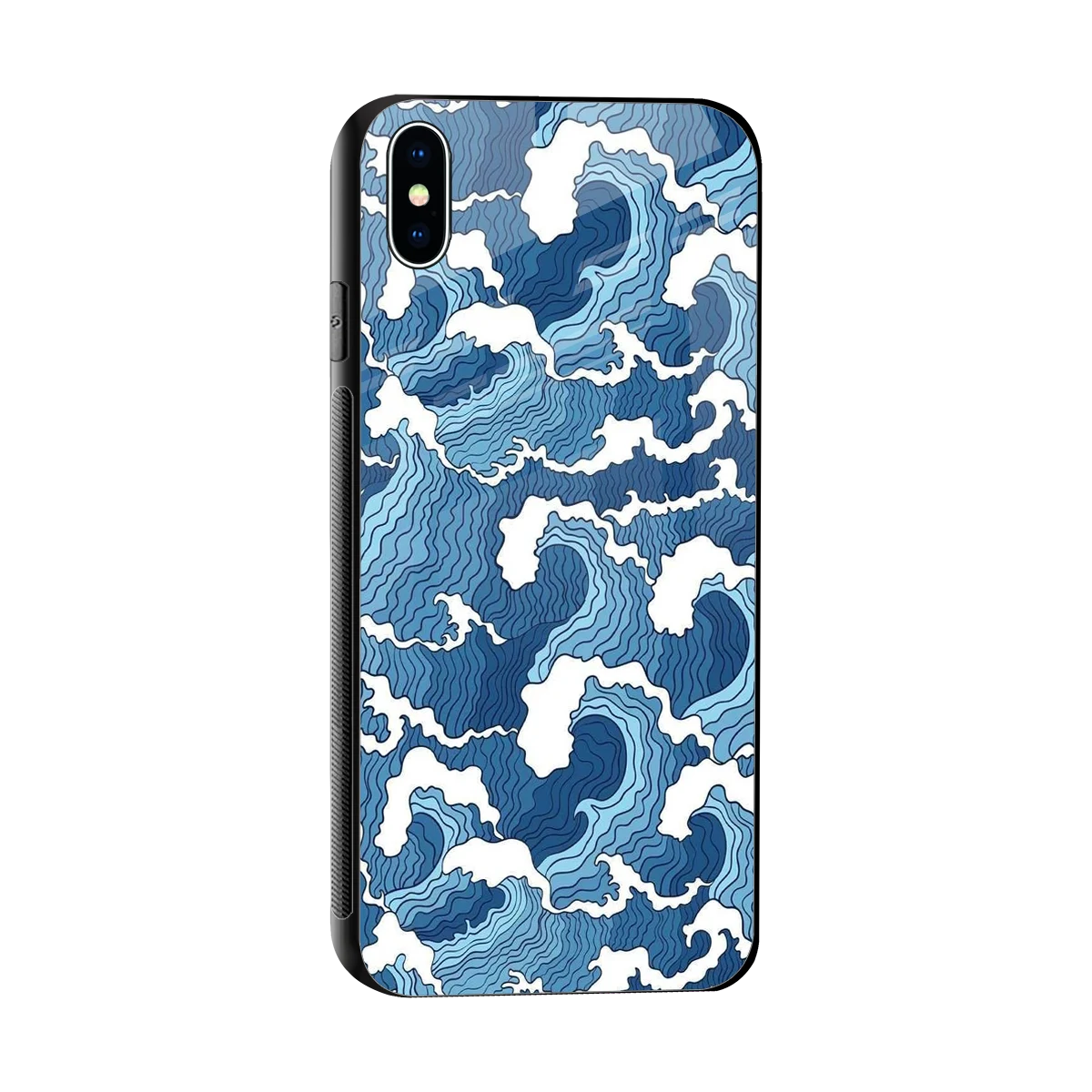Waves Art sleek iphone xs max cover with tempered glass back and TPU edges