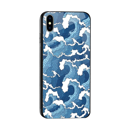 Waves Art sleek iphone xs max cover with tempered glass back and TPU edges