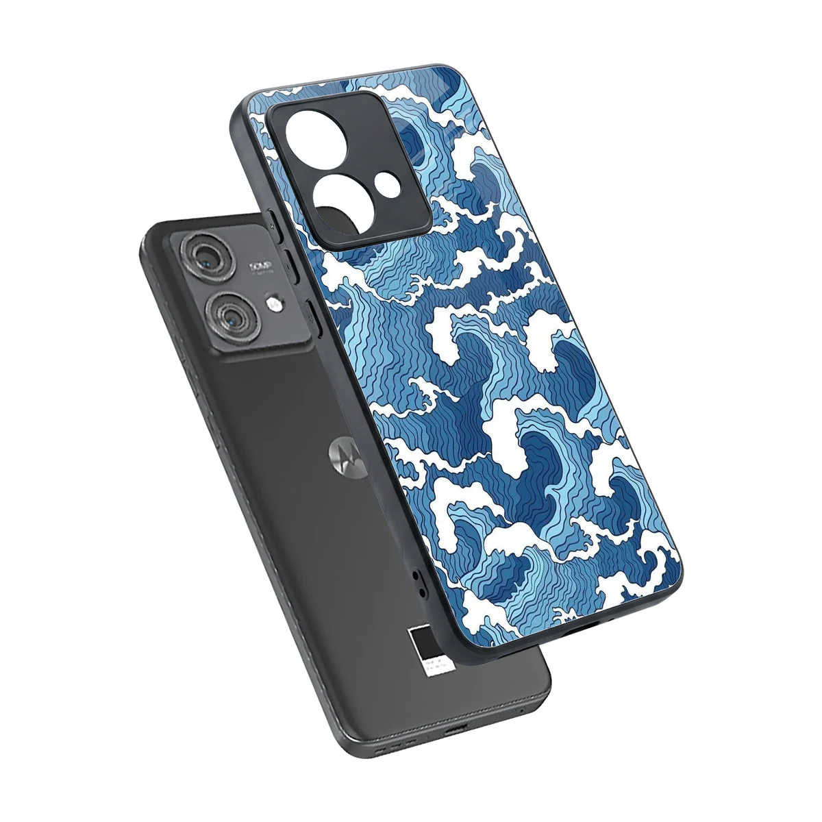 Waves Art sleek motorola edge 40 neo 5g cover with tempered glass back and TPU edges