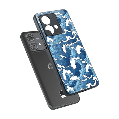 Waves Art sleek motorola edge 40 neo 5g cover with tempered glass back and TPU edges
