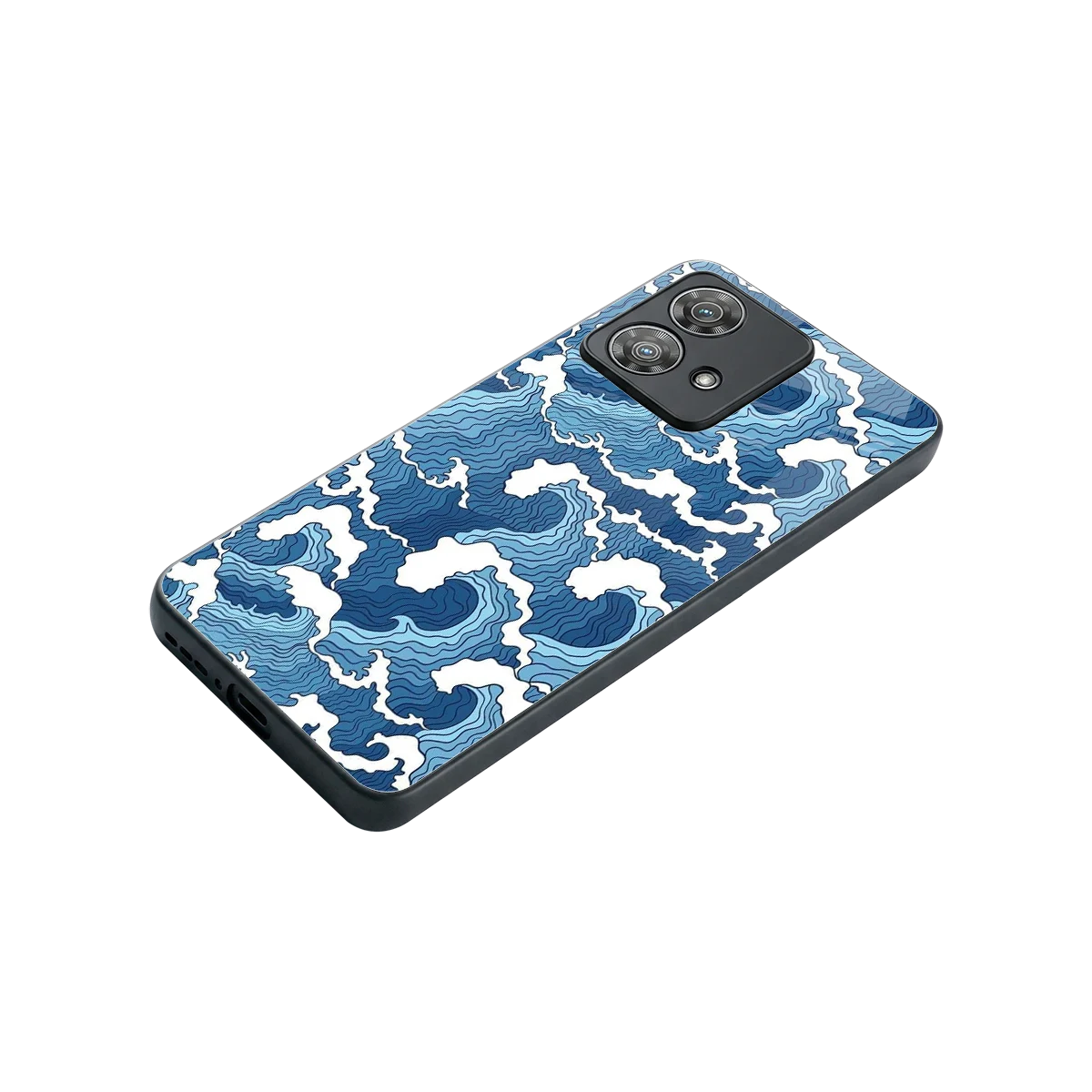 Waves Art stylish phone case for motorola edge 40 neo 5g | glossy glass and slim fit