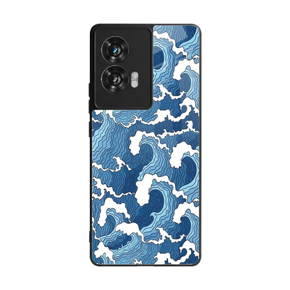 Waves Art back phone cover | glass case for motorola edge 50 fusion