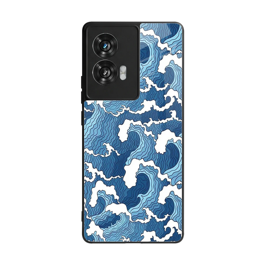 Waves Art back phone cover | glass case for motorola edge 50 fusion