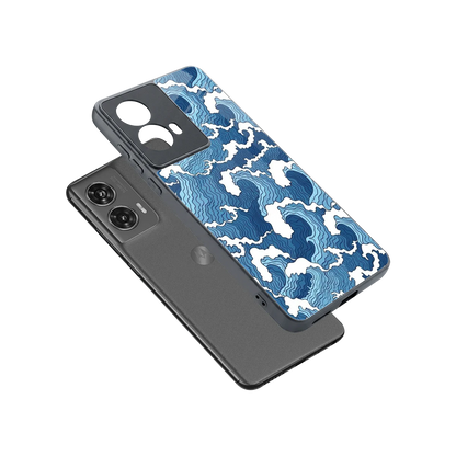 Waves Art sleek motorola edge 50 fusion cover with tempered glass back and TPU edges