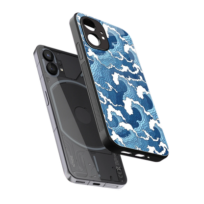 Waves Art sleek nothing phone 1 cover with tempered glass back and TPU edges
