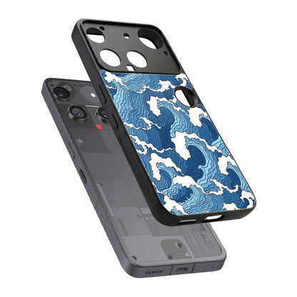 Waves Art sleek nothing phone 3 cover with tempered glass back and TPU edges