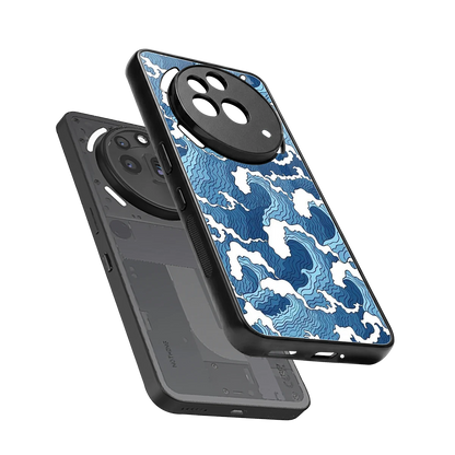 Waves Art sleek nothing phone 3a pro cover with tempered glass back and TPU edges