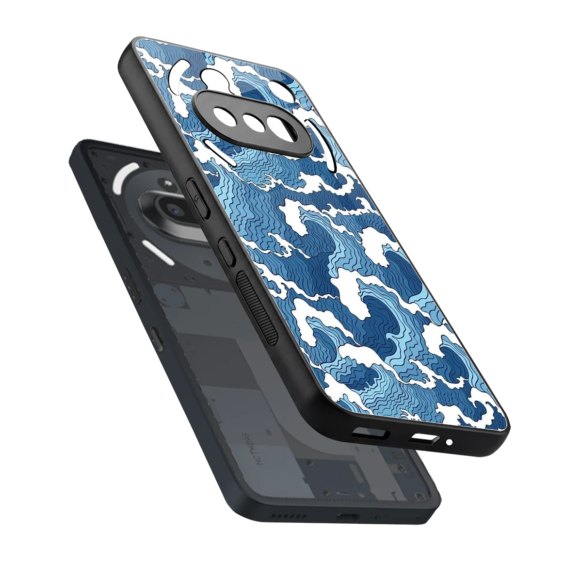 Waves Art sleek nothing phone 3a cover with tempered glass back and TPU edges