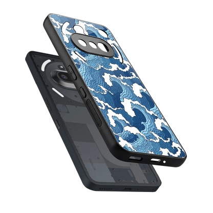Waves Art sleek nothing phone 3a cover with tempered glass back and TPU edges