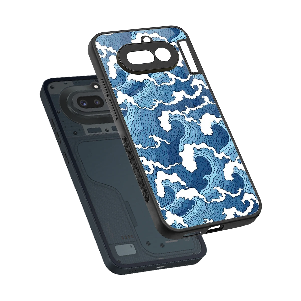 Waves Art sleek nothing phone 4a cover with tempered glass back and TPU edges