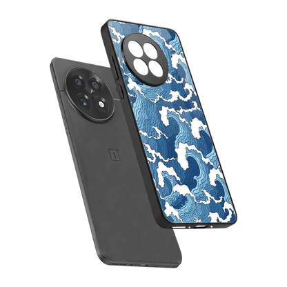 Waves Art sleek oneplus 13r cover with tempered glass back and TPU edges